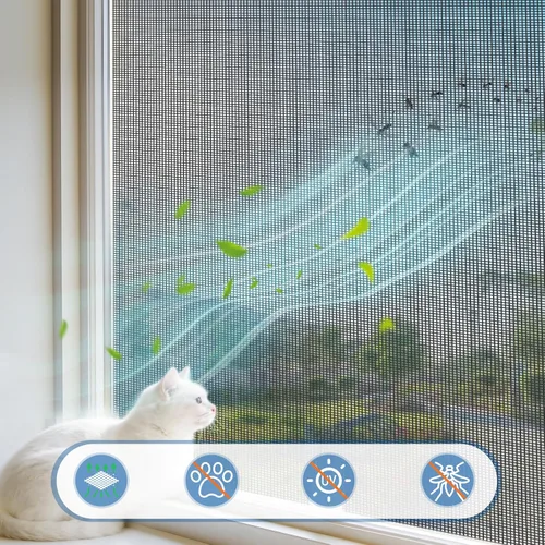 Vista 3 de MAGZO - Reemplazo de pantalla de ventana, 36" de ancho x 90" de largo, pantalla resistente para ventanas y puerta ajustable, pantalla enrollable