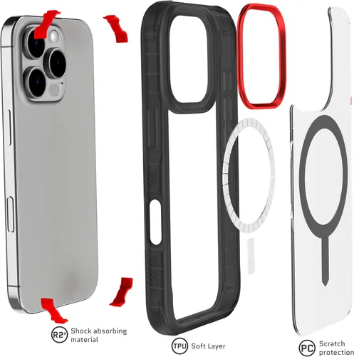 Vista 159 de Ghostek Covert Clear - Funda transparente para iPhone 15 Plus, silicona a prueba de golpes, compatible con accesorios Apple MagSafe, funda Negro