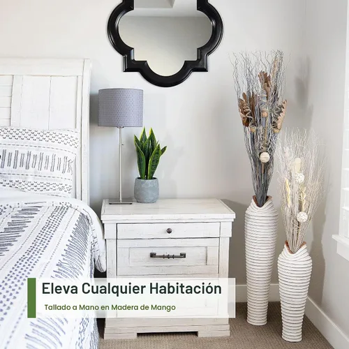 Vista 3 de Walbrook Florero grande de 23 pulgadas – decorativo, blanco, hierba de las pampas, grande, decoración de suelo