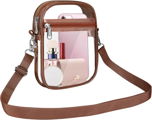 Vista 12 de Bolsa transparente aprobada para estadios, bolsa cruzada transparente con bolsillo frontal para conciertos, eventos deportivos, festivales