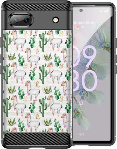 Vista 28 de CasesOnDeck - Funda de TPU negra compatible con Google Pixel 6A (2022) / Pixel 6A, delgada, minimalista, flexible, texturizada, formas abstractas