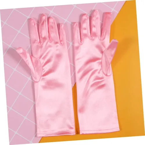 Vista 2 de Juego de 3 pares de manos de satén para niños, guantes de princesa de satén para niños, guantes de princesa blancos para niños, recuerdos