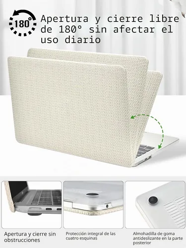 Vista 5 de Seorsok Funda compatible con MacBook Air de 13 pulgadas 2022-2018 versión A1932 A2179 M1 A2337 Touch ID, elegante funda rígida de plástico de cuero