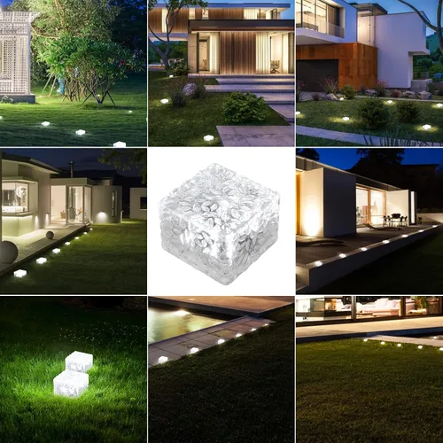 Vista 5 de HOFLYW Paquete de 6 Luces Solares de Ladrillo para Paisajismo, Luz de Sendero, Decoración de Jardín, Iluminación de Pavimento para Patio