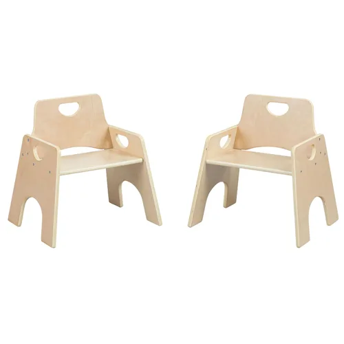 Vista 12 de ECR4Kids Silla apilable de madera para niños pequeños, 15 cm, Muebles para niños, Lavado gris, 2 unidades Gris (Grey Wash)