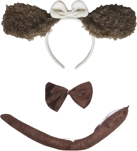 Vista 22 de Petitebella Traje combinado de 3 piezas con diadema de animales y pajarita y cola