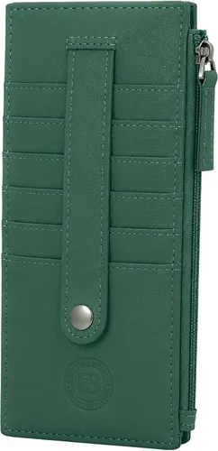 Vista 14 de Leatherboss - Funda para tarjetas todo en uno, cartera delgada con correa de protección para tarjetas, Beige, Cartera con tarjetero
