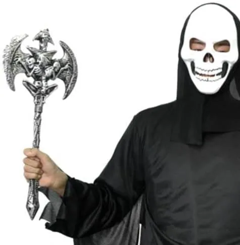 Vista 2 de Disfraz de hacha de Halloween para decoración de fiestas divertido accesorio de terror plata