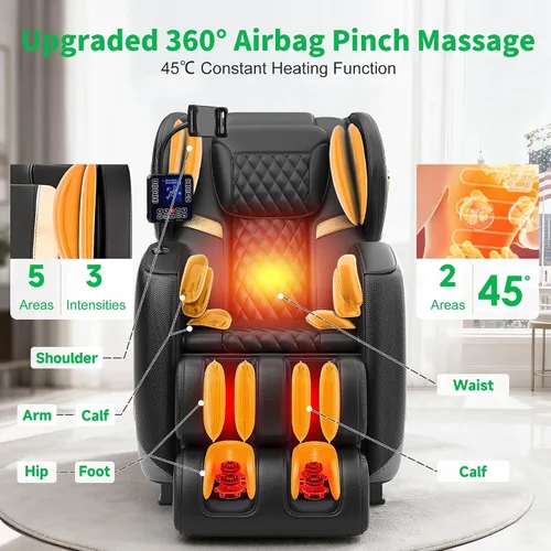 Vista 6 de Silla de masaje mejorada de cuerpo completo, silla de masaje reclinable de gravedad cero, 10 puntos de fijación, sillas de masaje Shiatsu 2026