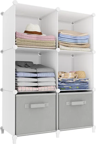 Vista 13 de HOMIDEC - Organizador de almacenamiento de 6 cubos, biblioteca con estantería y martillo de metal, organizador de cubos para niños, armario, Negro