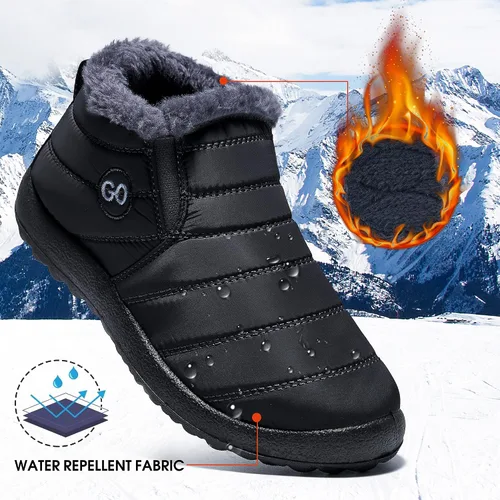Vista 3 de Botas de nieve para mujer con forro de piel abrigadas, impermeables, cómodas, con forro de piel, para mujer, para exteriores.