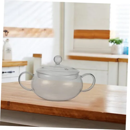 Vista 7 de Hemoton Olla de vidrio para cocinar tetera de vidrio, tetera de calefacción, tazón de comida Ramen, olla de calentamiento de leche, cuenco