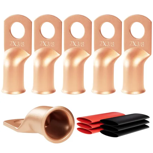 Vista 9 de 6 piezas 1/0 AWG - 1/2" (M12) Sanuke Terminales de anillo para cable de alambre con conectores de extremos resistentes para cable de batería, ojales