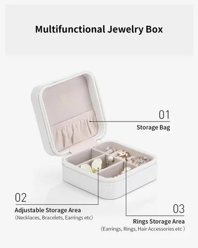 Vista 8 de Caja de joyas portátil, pequeña, para viaje, de Vlando
