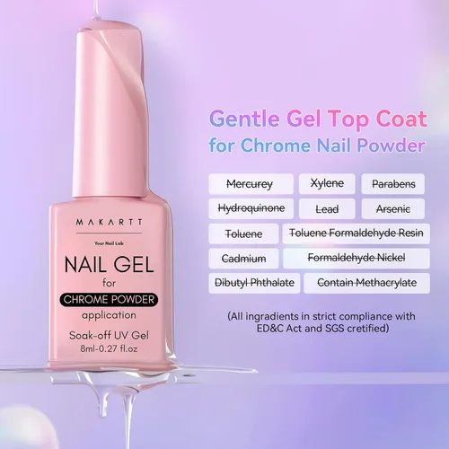 Vista 25 de Kit de capa base y capa superior de gel Makartt: Esmalte de uñas transparente, brillante, sin necesidad de limpieza, resistente a manchas, capa