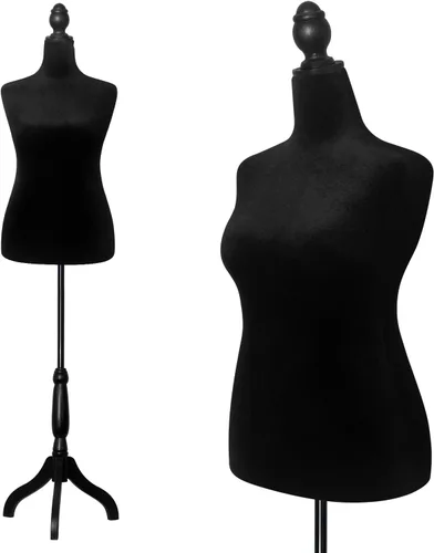 Vista 7 de Torso de maniquí femenino con soporte, talla grande 10-12, forma de vestido de maniquí femenino, altura ajustable de 61-67 pulgadas, soporte