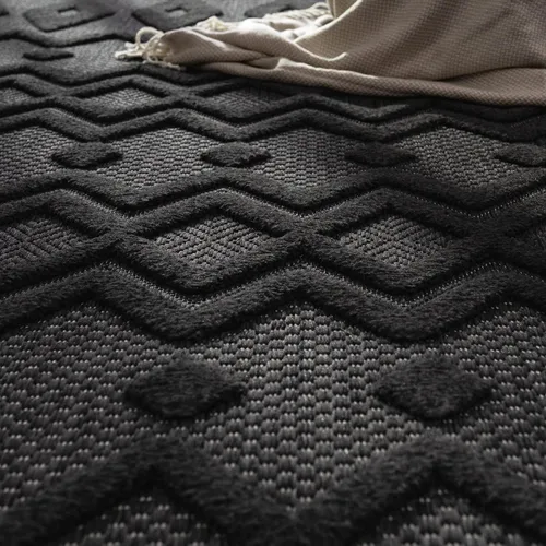 Vista 2 de Paco Home Alfombra para interiores y exteriores con patrón geométrico enrejado en antracita, tamaño: 2' x 3'3