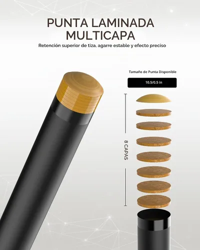 Vista 5 de KONLLEN Carbon Fiber Pool Cue Shaft, 3/8x8 & Uni-Loc Joint Amarillo-0.4 in
