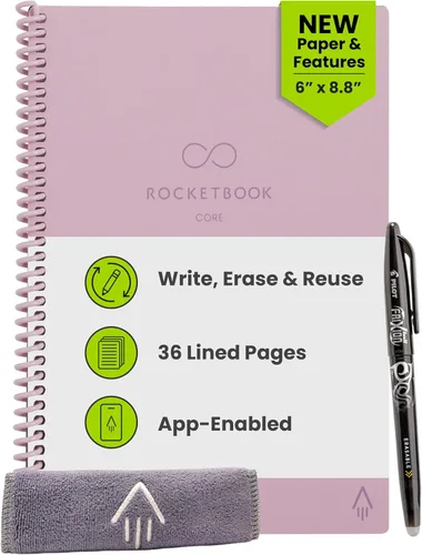 Vista 22 de Rocketbook Core - Cuaderno reutilizable con espiral, tamaño ejecutivo 6x8.8, negro - páginas rayadas, conectado a la aplicación, borrable, cubierta