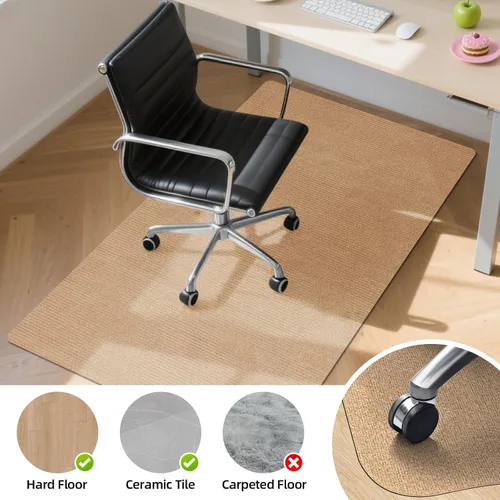 Vista 5 de Tapete para silla de oficina para suelos de madera dura de 63 x 51 pulgadas, protector de suelo de baldosas grandes, antideslizante, antiarañazos
