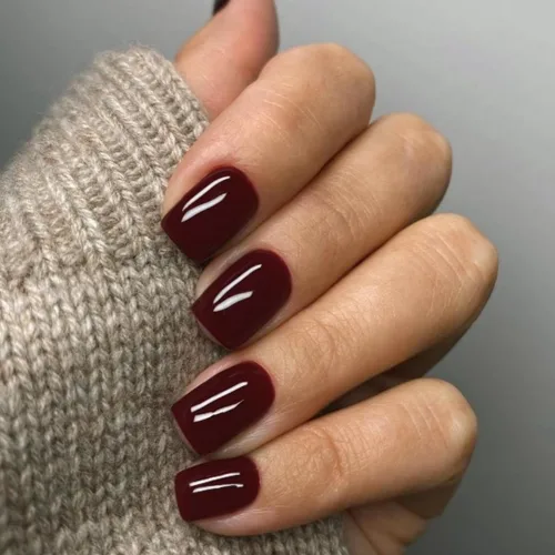 Vista 44 de 48 piezas de uñas postizas a presión color burdeos, uñas falsas en forma de almendra, pegamento para uñas, uñas de longitud media