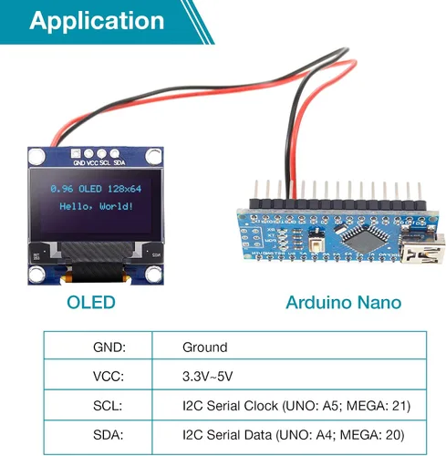 Vista 4 de Frienda Módulo de pantalla OLED I2C Controlador de pantalla OLED IIC I2C Tabellone Seriale con pantalla Auto-Luminoso Compatible con Azul