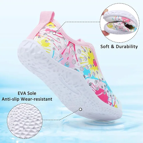 Vista 4 de Fires Zapatos de agua para niños y niñas, de secado rápido, transpirables, calcetines de agua descalzos para playa, natación, zapatos deportivos