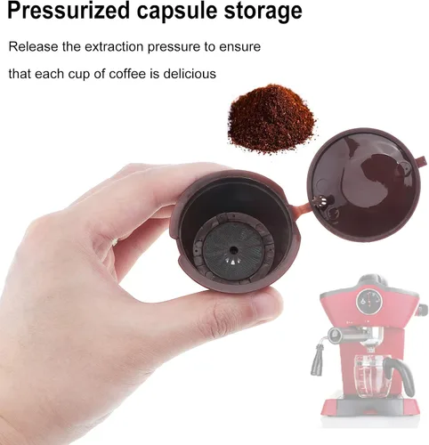 Vista 4 de Cápsula de café reutilizable para cafeteras Nescafe Dolce Gusto, paquete de 6 filtros de cápsulas de café coloridos recargables con cepillo