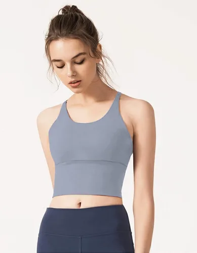 Vista 5 de Redqenting Longline - Brasier deportivo para mujer con relleno extraíble, sexy, tirantes cruzados en la espalda, para yoga, entrenamiento, camiseta