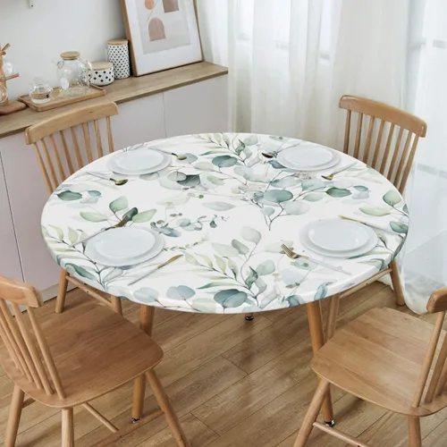Vista 8 de Mantel elástico redondo bohemio con borde ajustable para mesa de 40 a 44 pulgadas de diámetro