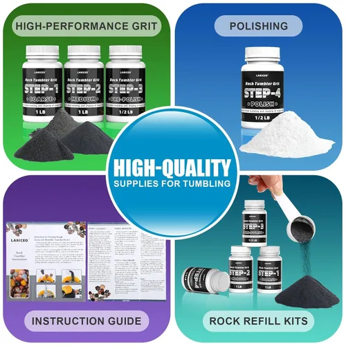 Vista 5 de Medios de cerámica de 2.5 libras para pulir rocas, medios de relleno de cerámica de 3/16 pulgadas x 3/8 pulgadas, no abrasivos, reutilizables