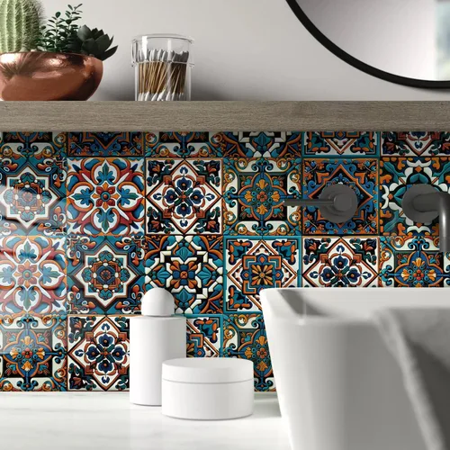 Vista 12 de Alwayspon Adhesivo para azulejos de pared moriscos para despegar y pegar, calcomanías de vinilo autoadhesivas para azulejos de cocina y baño, 4 x 4