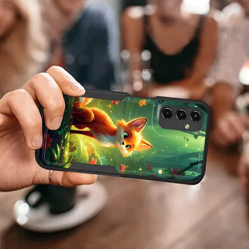 Vista 204 de Funda para Galaxy A14 5G, resistente de doble capa híbrida de policarbonato duro, goma suave, a prueba de golpes, funda protectora resistente