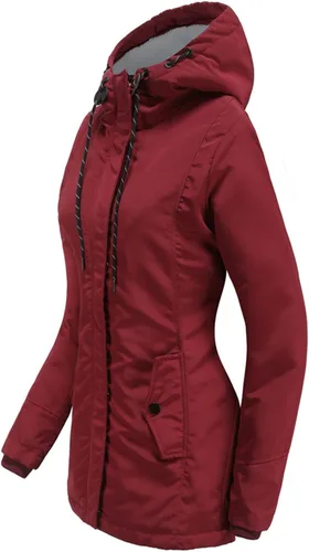 Vista 3 de MODFUL Abrigo de invierno cálido para mujer, con forro polar, parka de talla grande con capucha
