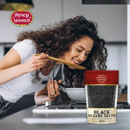 Vista 5 de Semillas de sésamo negro crudo, bolsa de 3 libras - Natural - By Spicy World