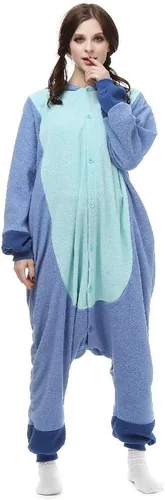Vista 3 de Disfraces de Halloween unisex para adultos, pijama azul, Azul Patchwork