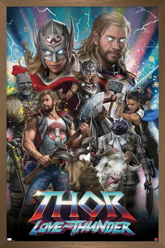 Vista 14 de Trends International Marvel Thor: Love and Thunder - Póster de pared increíble, 14.725 x 22.375 pulgadas, versión enmarcada de madera de granero