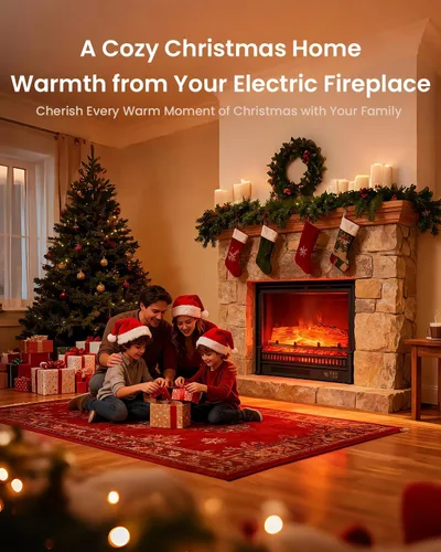 Vista 6 de AIRMATE Calentador eléctrico de chimenea de 1500 W, troncos de inserción de chimenea eléctrica de 22 pulgadas, temporizador de chimenea de 12 horas
