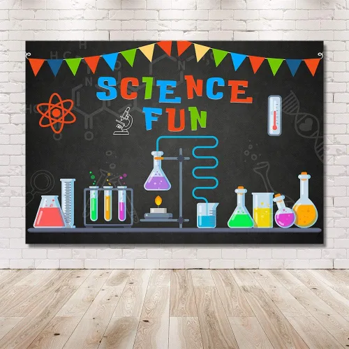 Vista 6 de MEHOFOTO - Decoración de fiesta de cumpleaños de ciencia de 7 x 5 pies, fondo de estudio fotográfico, pancarta de ciencia divertida para científico
