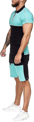 Vista 3 de MARLLCO Men 2 Piece Short Sets Outfits Summer Shirt and Shorts Fit Sport Shorts Set Muscle T-Shirt Beach Shorts Tracksuit