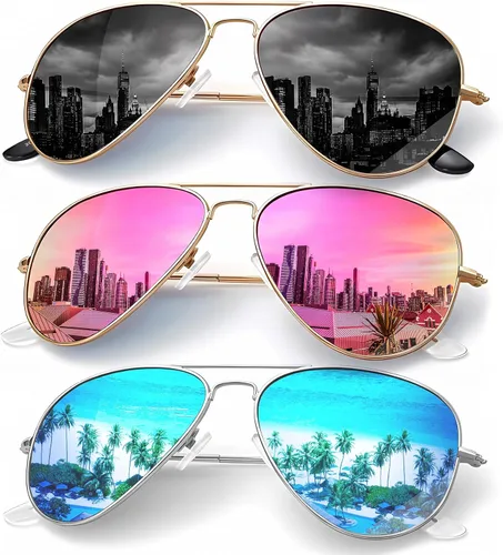 Vista 6 de KALIYADI Classic Aviator Sunglasses for Men Women Driving Sun glasses Polarized Lens UV Blocking Negro