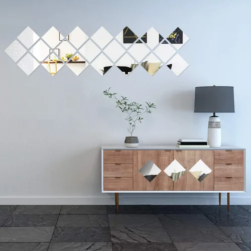 Vista 4 de 12 calcomanías de pared de espejo, calcomanías cuadradas extraíbles de acrílico para pared, lámina de pared artística, mejor para el hogar, sala