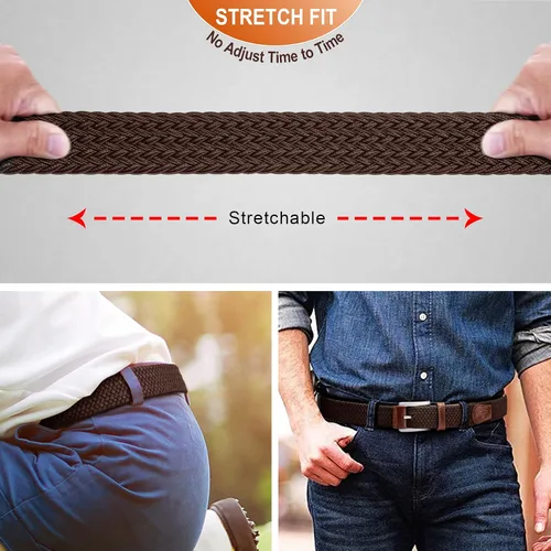 Vista 5 de BULLIANT Cinturón para hombre, paquete de 2 unidades, elástico trenzado para hombre, para golf, caza, pantalones de mezclilla, 1 38 pulgadas