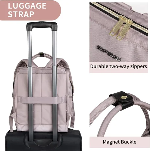 Vista 6 de EMPSIGN - Mochila para laptop de 15.6 pulgadas para mujeres, bolsa de viaje para computadora, negocios y trabajo, repelente al agua, mochila casual