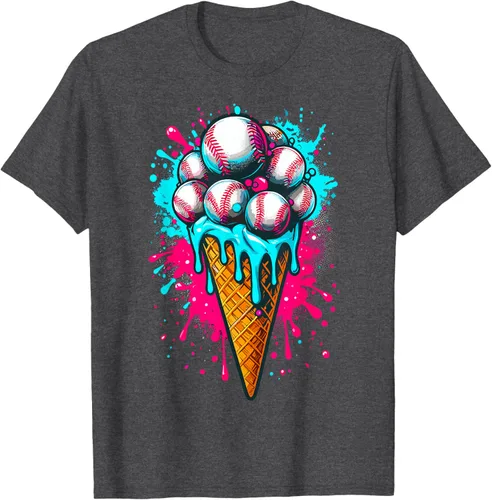 Vista 27 de Camiseta de béisbol de acuarela de helado de béisbol