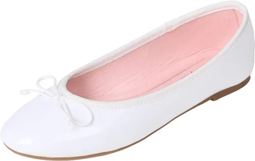 Vista 47 de FEVERSOLE Zapatos planos de ballet de patente para mujer, color macarrón colorido Beige