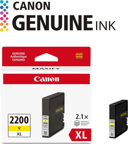 Vista 2 de Canon Ink Canon PGI-2200XL - Depósito de tinta amarillo auténtico, compatible con impresoras IB4120, MB5420, MB5120, IB4020, MB5020 y MB5320