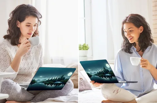 Vista 7 de Tuiklol - Funda para MacBook Pro de 14 pulgadas, versión 2026, 2025, 2024 Noche bosque oscuro