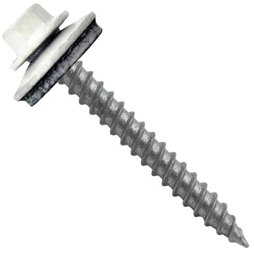 Vista 82 de 12 tornillos para techos de metal gris ABC de 1-1/2 pulgadas, cabezal de arandela hexagonal, arranque automático/roscado, arandela EPDM. 1 bolsa