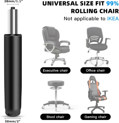Vista 5 de Pistón hidráulico/neumático de elevación de gas resistente para silla de oficina, reemplazo de base de silla de oficina resistente de 28 pulgadas